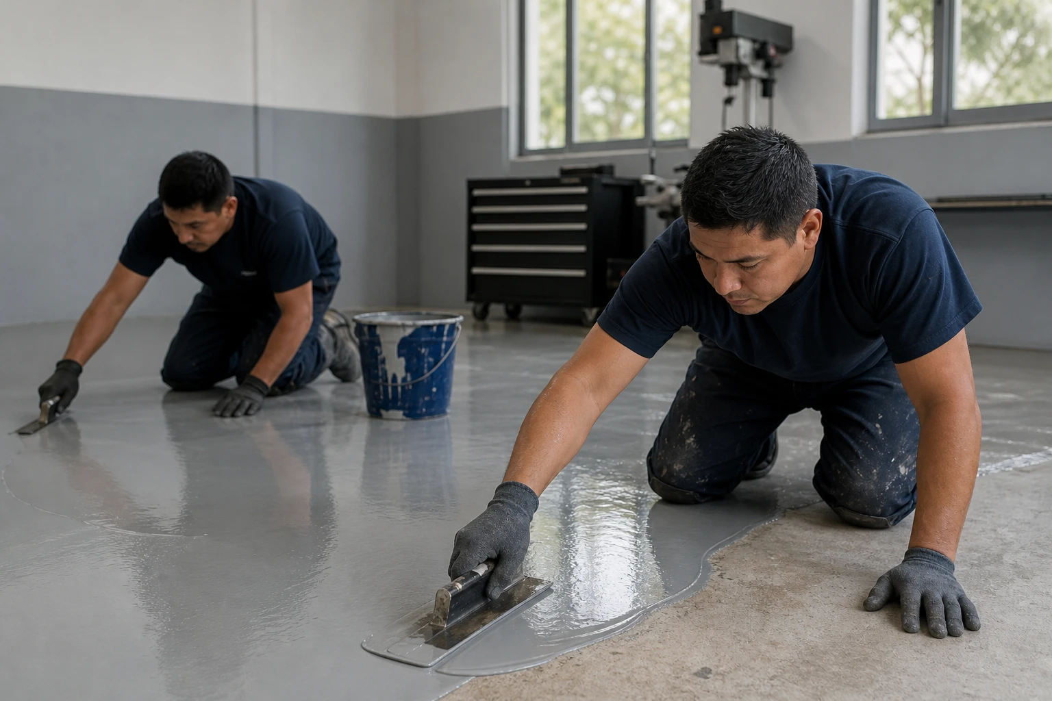 Instalación de piso epóxico en taller
